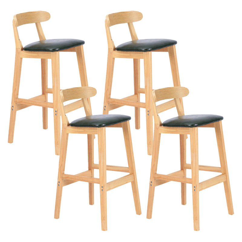 Modern Armless Counter Stool Wood Household Bar Stool with Pedal and Cushion