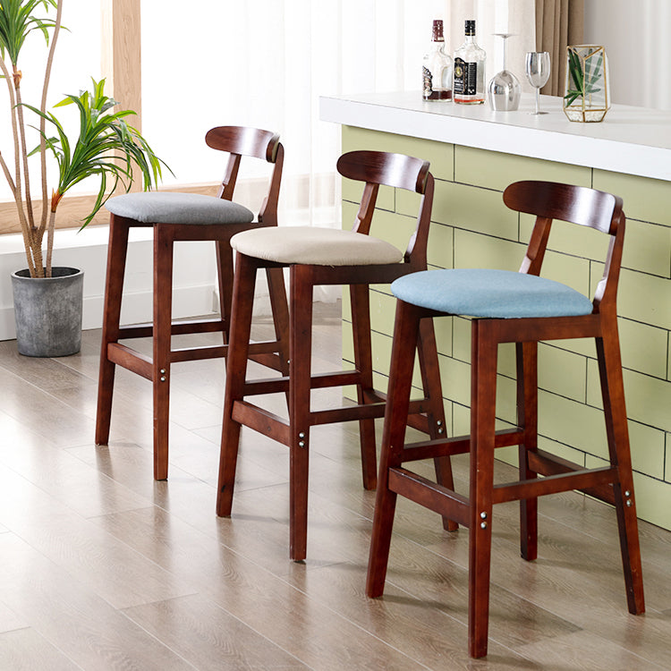 Modern Armless Counter Stool Wood Household Bar Stool with Pedal and Cushion
