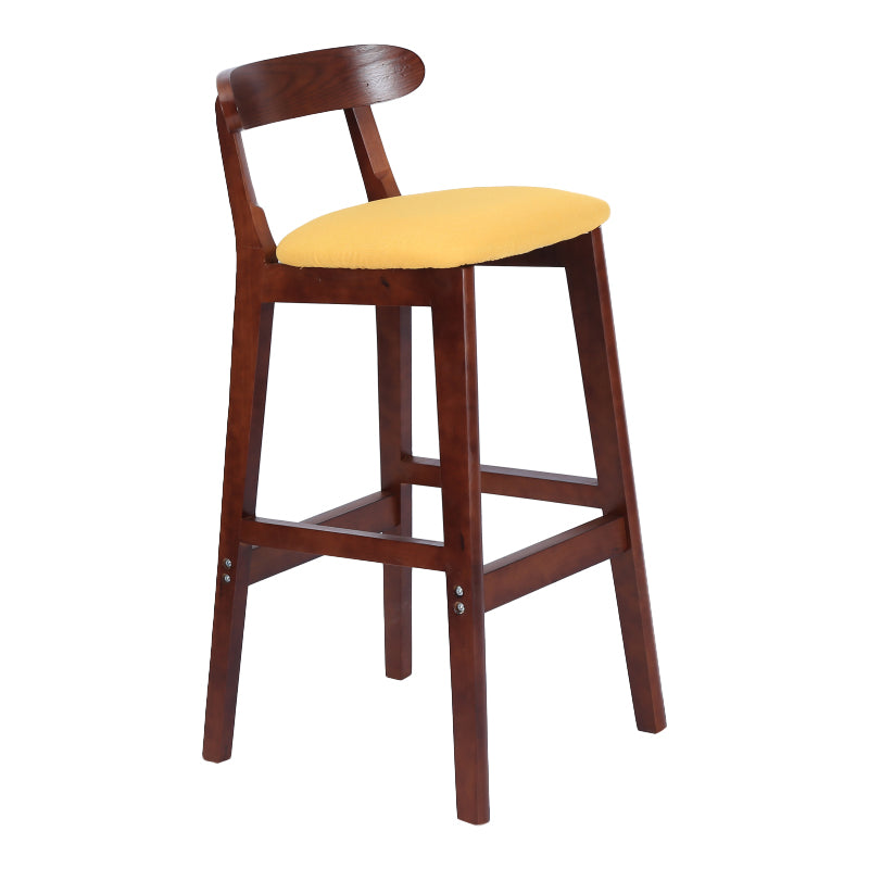 Modern Armless Counter Stool Wood Household Bar Stool with Pedal and Cushion