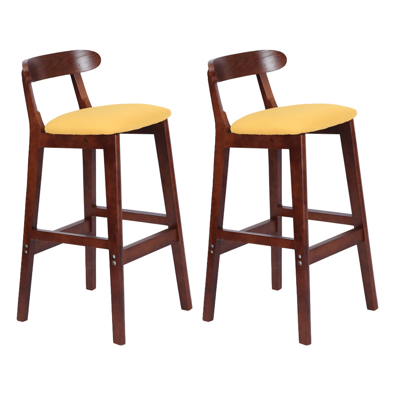 Modern Armless Counter Stool Wood Household Bar Stool with Pedal and Cushion