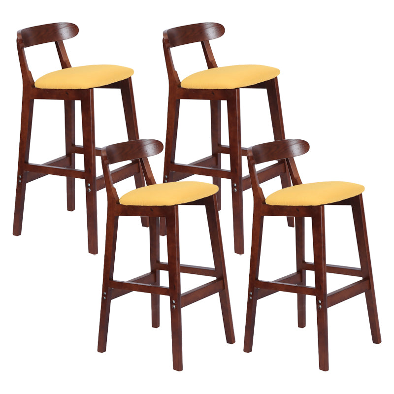 Modern Armless Counter Stool Wood Household Bar Stool with Pedal and Cushion