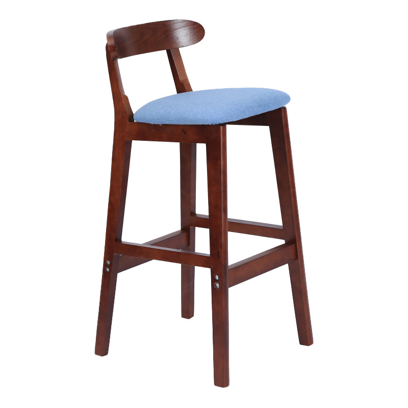 Modern Armless Counter Stool Wood Household Bar Stool with Pedal and Cushion