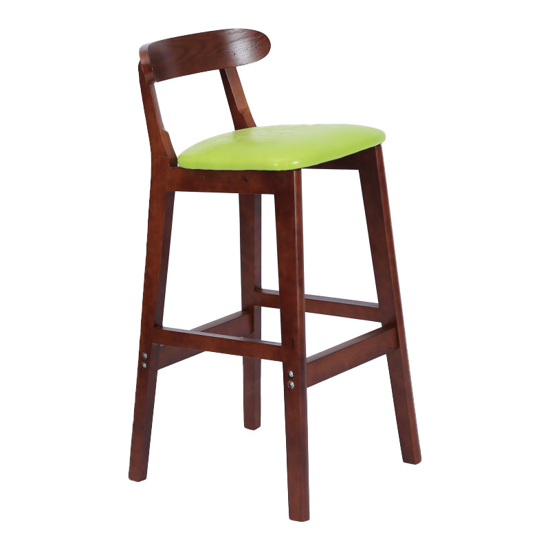 Modern Armless Counter Stool Wood Household Bar Stool with Pedal and Cushion