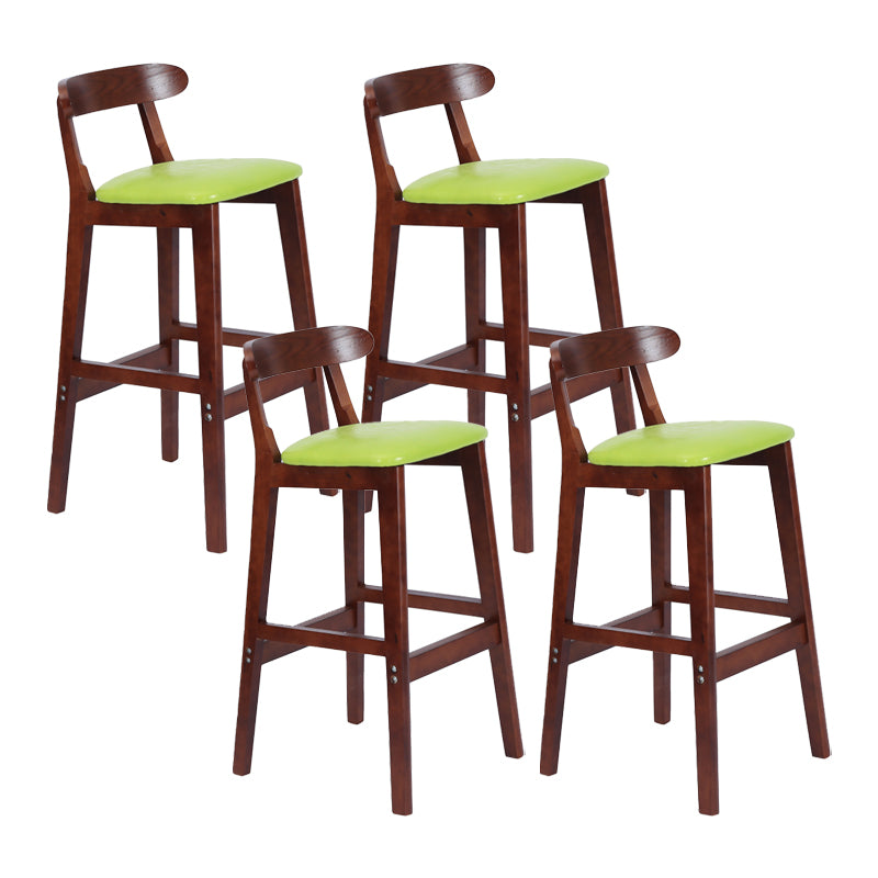Modern Armless Counter Stool Wood Household Bar Stool with Pedal and Cushion