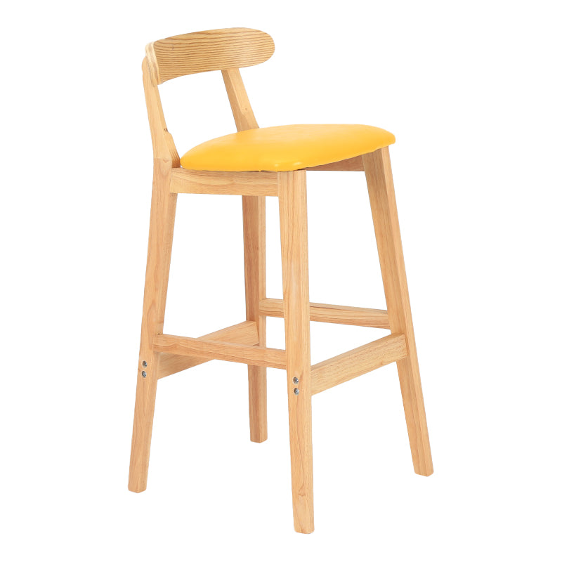 Modern Armless Counter Stool Wood Household Bar Stool with Pedal and Cushion