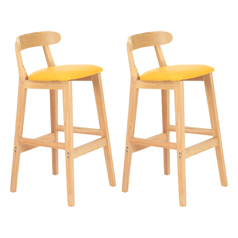 Modern Armless Counter Stool Wood Household Bar Stool with Pedal and Cushion