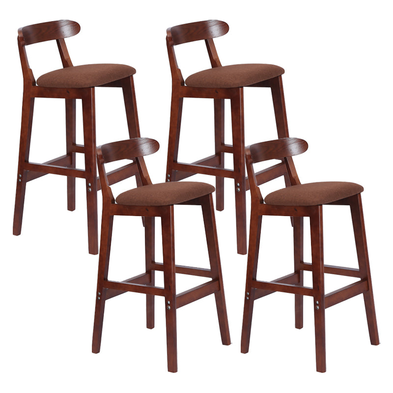 Modern Armless Counter Stool Wood Household Bar Stool with Pedal and Cushion