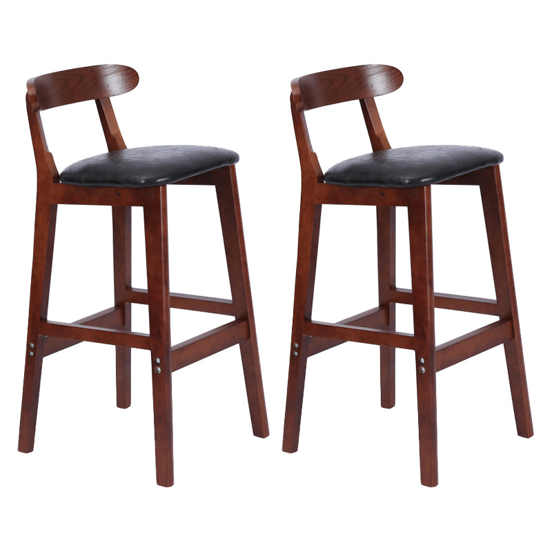 Modern Armless Counter Stool Wood Household Bar Stool with Pedal and Cushion