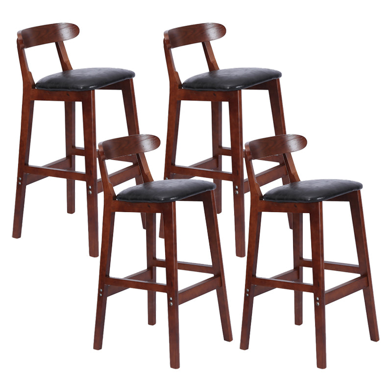 Modern Armless Counter Stool Wood Household Bar Stool with Pedal and Cushion