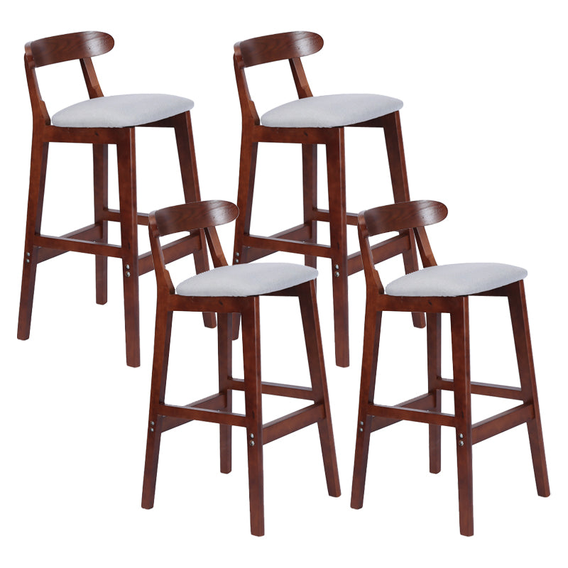 Modern Armless Counter Stool Wood Household Bar Stool with Pedal and Cushion