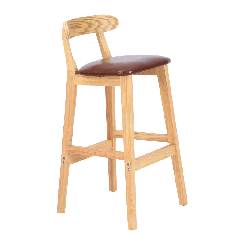 Modern Armless Counter Stool Wood Household Bar Stool with Pedal and Cushion