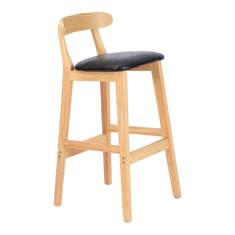 Modern Armless Counter Stool Wood Household Bar Stool with Pedal and Cushion