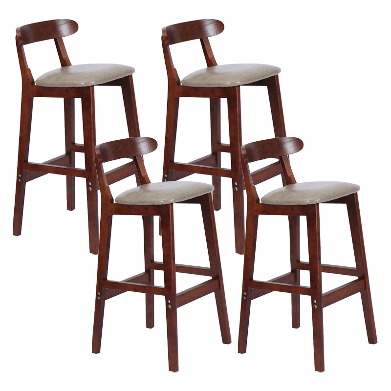 Modern Armless Counter Stool Wood Household Bar Stool with Pedal and Cushion