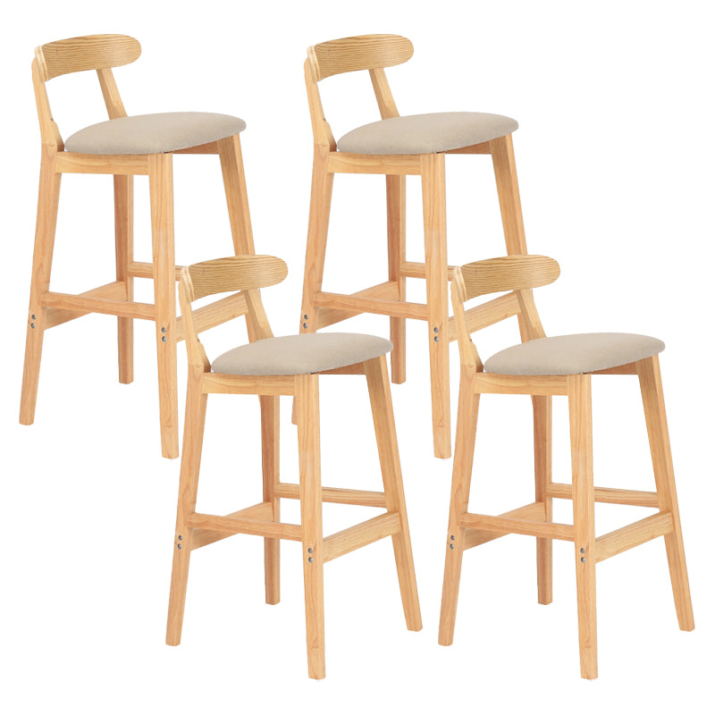 Modern Armless Counter Stool Wood Household Bar Stool with Pedal and Cushion