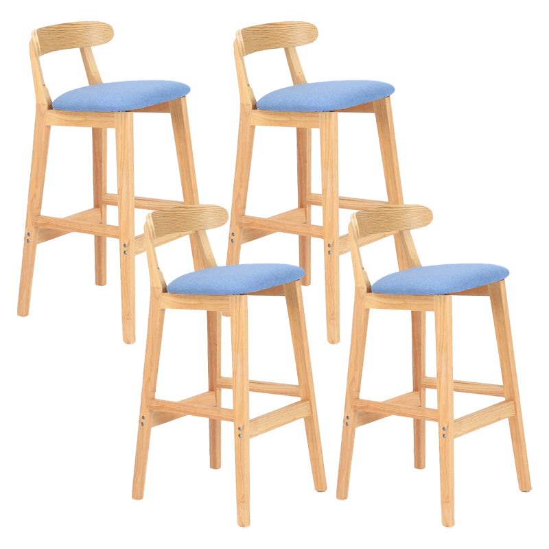 Modern Armless Counter Stool Wood Household Bar Stool with Pedal and Cushion