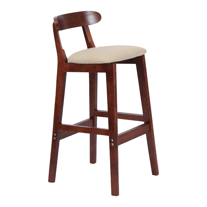 Modern Armless Counter Stool Wood Household Bar Stool with Pedal and Cushion