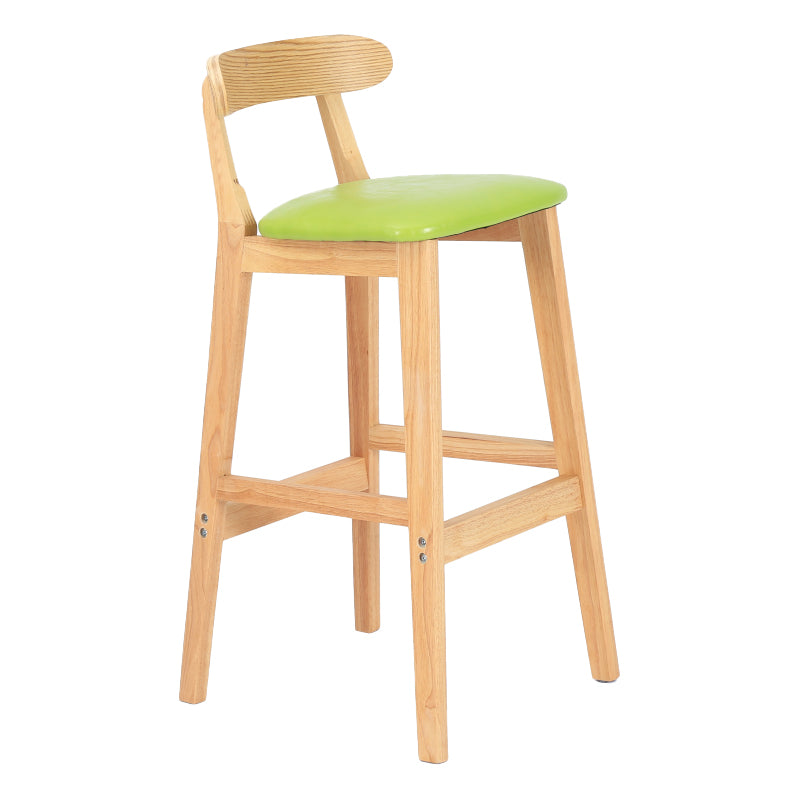 Modern Armless Counter Stool Wood Household Bar Stool with Pedal and Cushion