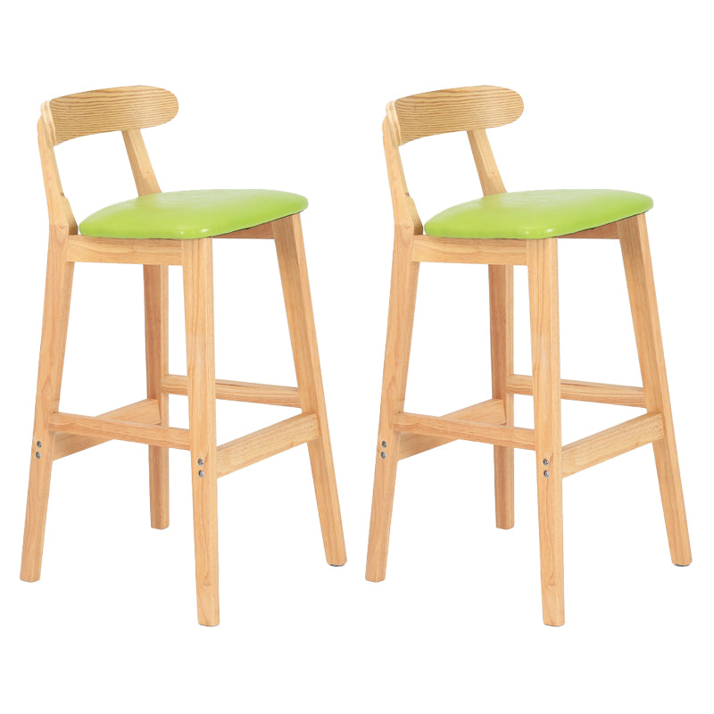 Modern Armless Counter Stool Wood Household Bar Stool with Pedal and Cushion