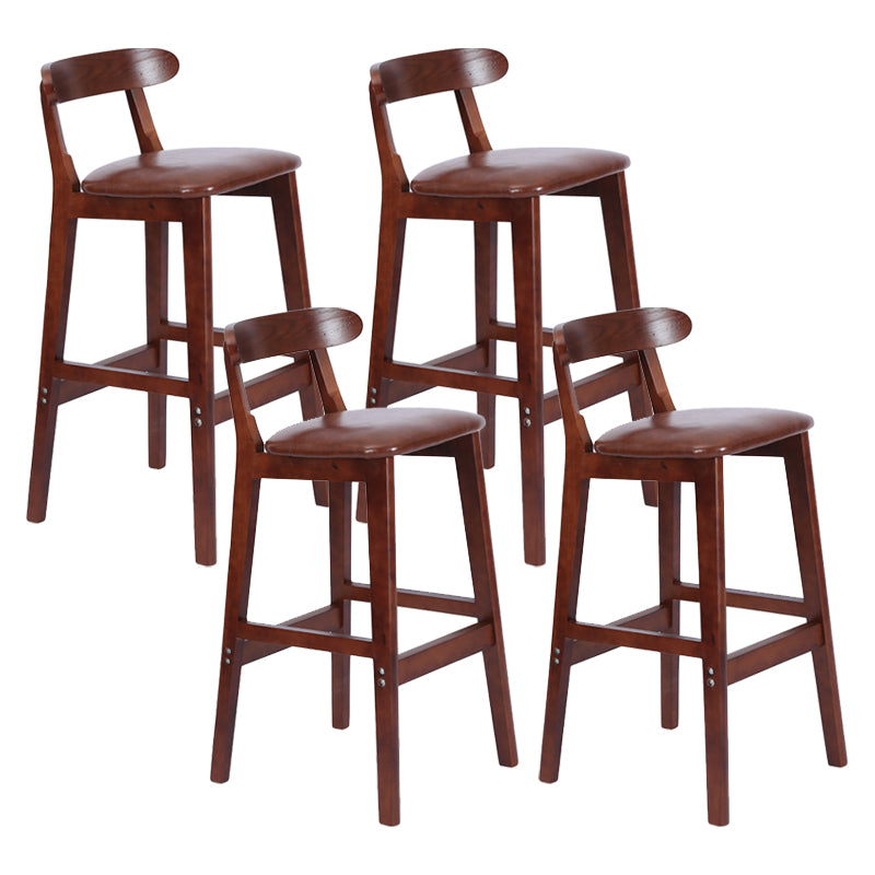 Modern Armless Counter Stool Wood Household Bar Stool with Pedal and Cushion