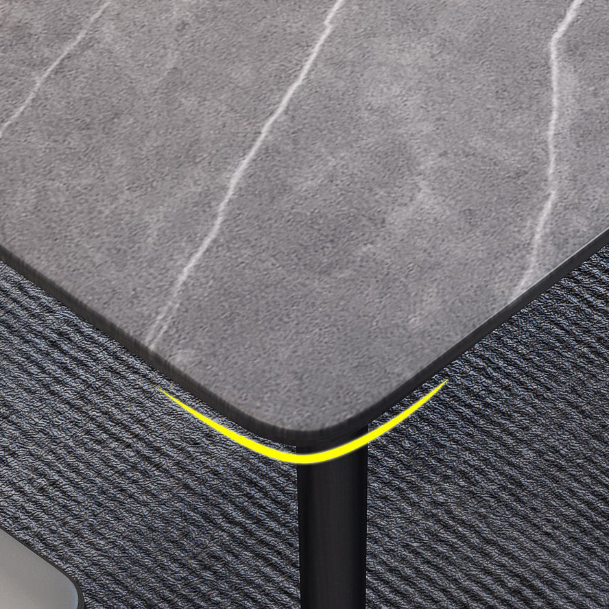 Contemporary Home Sintered Stone Scratch Resistant Dining Table Rectangle Table with 4 Legs Base