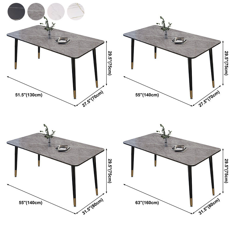 Contemporary Home Sintered Stone Scratch Resistant Dining Table Rectangle Table with 4 Legs Base