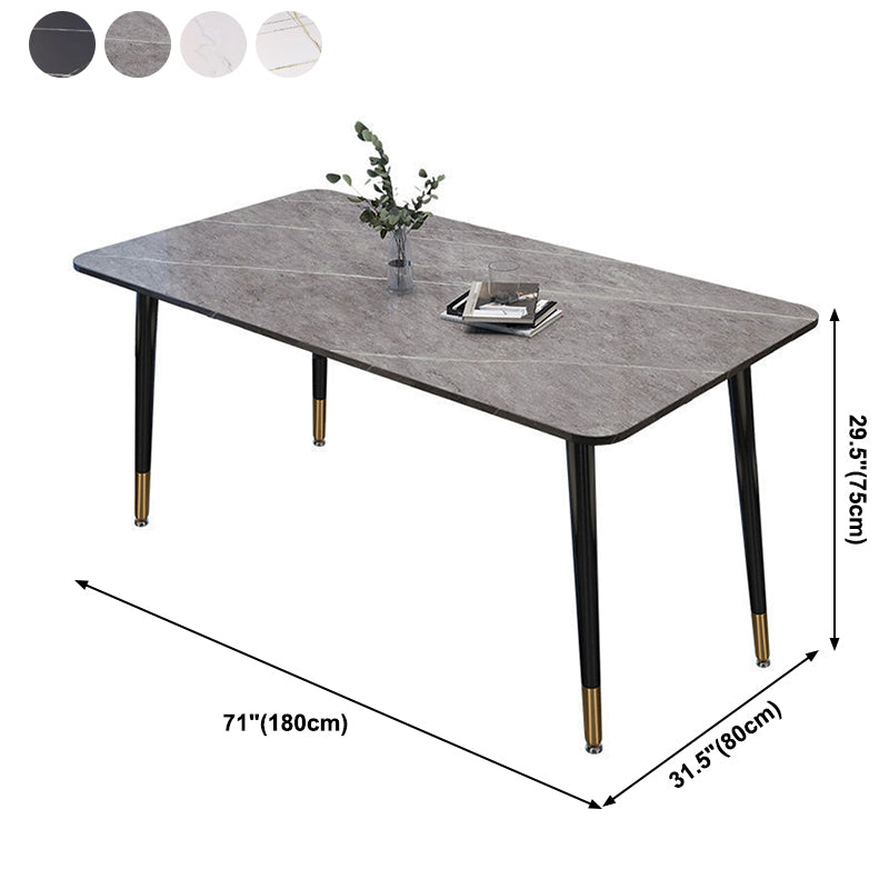 Contemporary Home Sintered Stone Scratch Resistant Dining Table Rectangle Table with 4 Legs Base