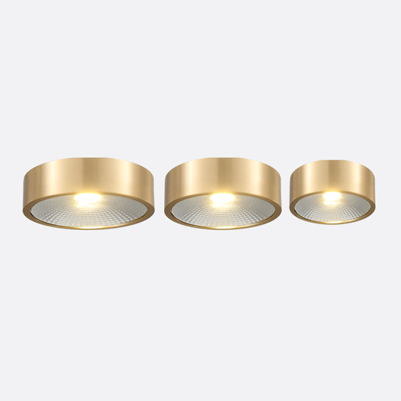 Plafonnier LED concis moderne en cuivre de forme cylindrique encastré pour porche balcon