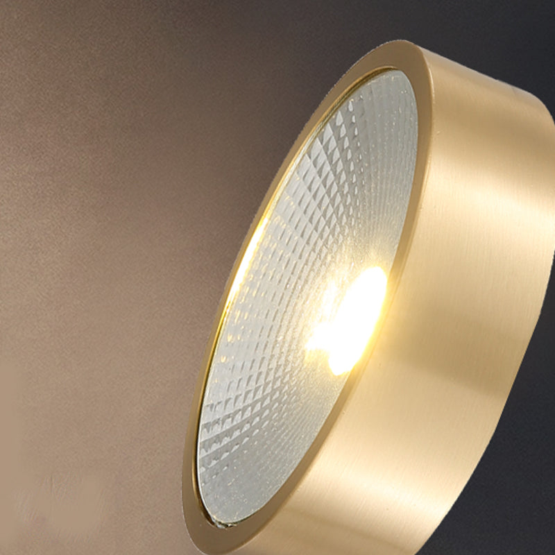 Plafonnier LED concis moderne en cuivre de forme cylindrique encastré pour porche balcon