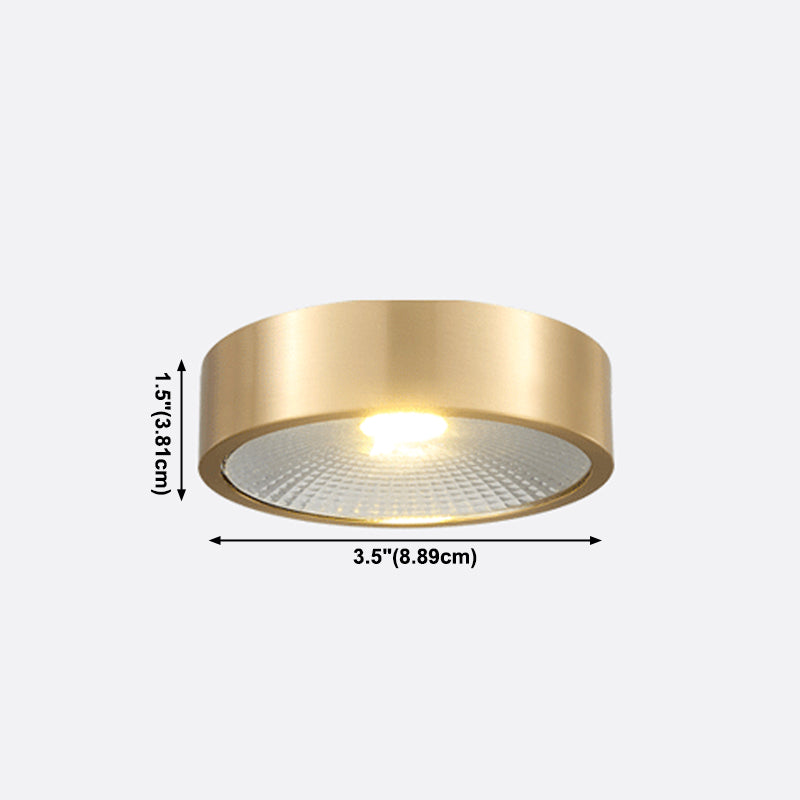 Plafonnier LED concis moderne en cuivre de forme cylindrique encastré pour porche balcon