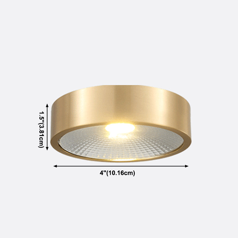 Plafonnier LED concis moderne en cuivre de forme cylindrique encastré pour porche balcon