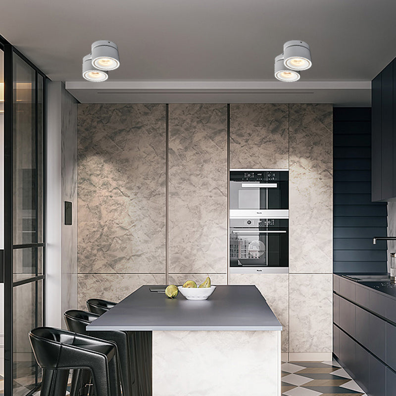 Plafonnier LED de forme cylindrique moderne, montage encastré en aluminium pour salon