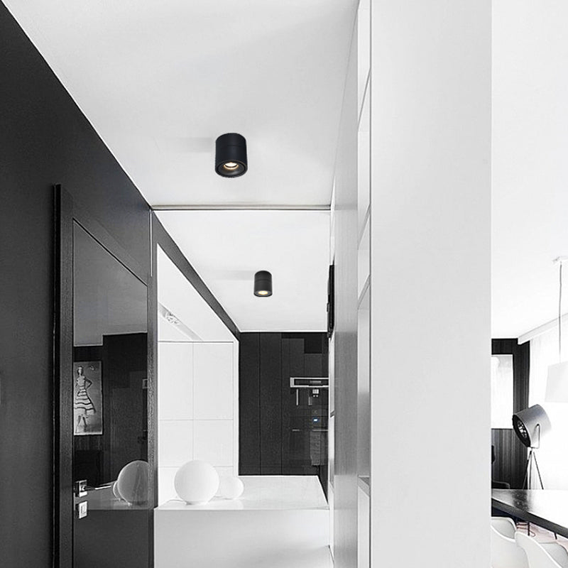 Plafonnier LED de forme cylindrique moderne, montage encastré en aluminium pour salon