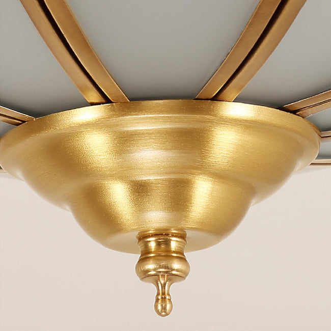 Colonial Style Copper Ceiling Lights Drum Flush Mount Ceiling Lights with Glass Shade