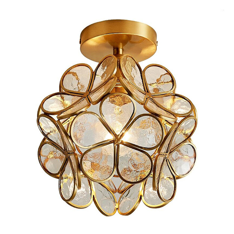 Colonial Style Copper Ceiling Light Geometric Metal Flush Mount Light Fixture