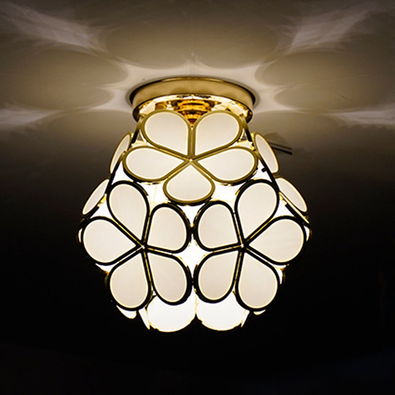 Colonial Style Copper Ceiling Light Geometric Metal Flush Mount Light Fixture