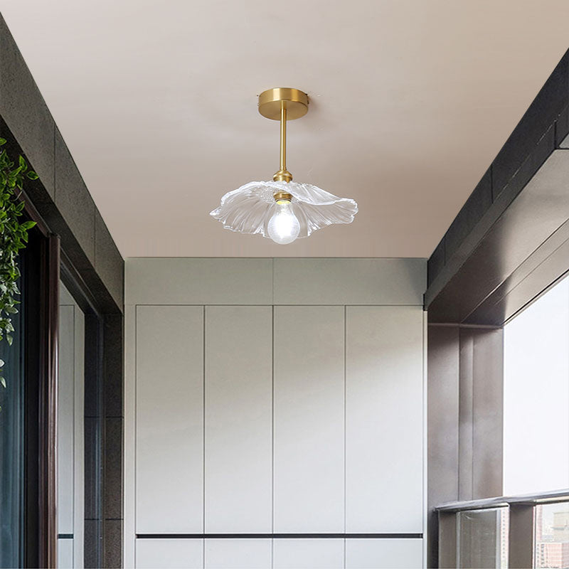Plafonnier d'intérieur en cuivre de style colonial semi-encastré géométrique