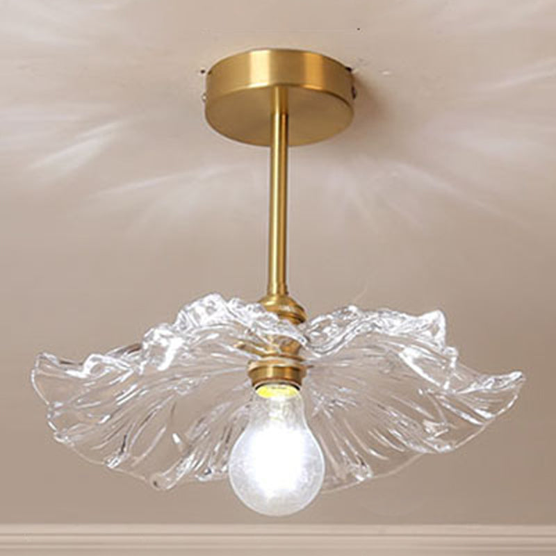 Plafonnier d'intérieur en cuivre de style colonial semi-encastré géométrique