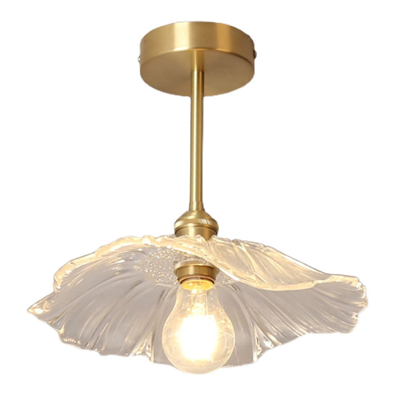 Plafonnier d'intérieur en cuivre de style colonial semi-encastré géométrique