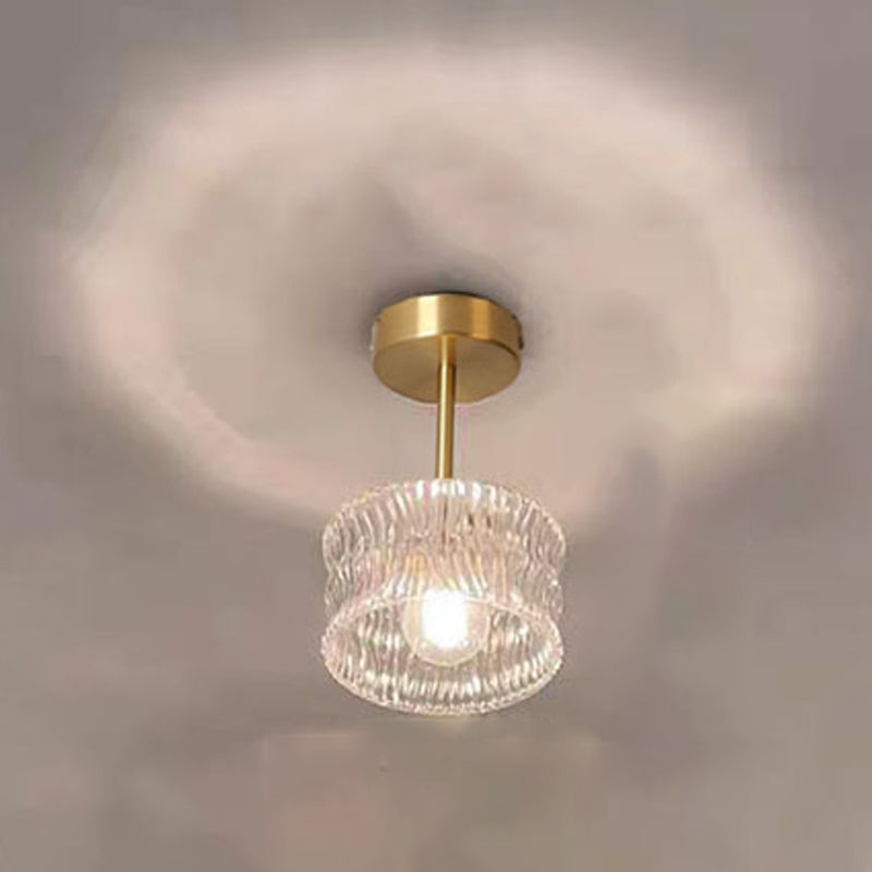 Plafonnier d'intérieur en cuivre de style colonial semi-encastré géométrique