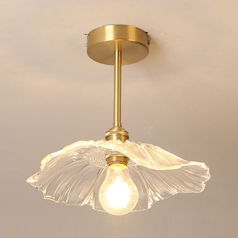 Plafonnier d'intérieur en cuivre de style colonial semi-encastré géométrique