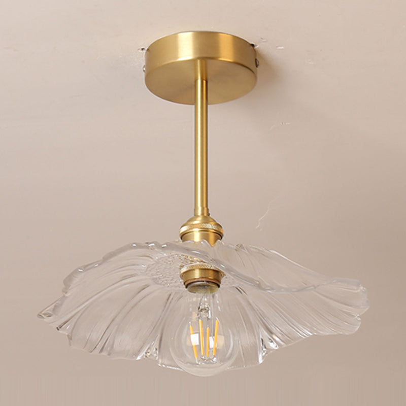 Plafonnier d'intérieur en cuivre de style colonial semi-encastré géométrique
