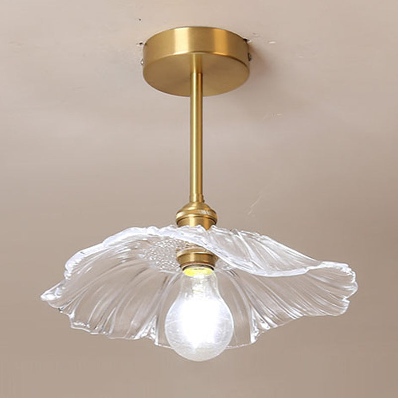Plafonnier d'intérieur en cuivre de style colonial semi-encastré géométrique