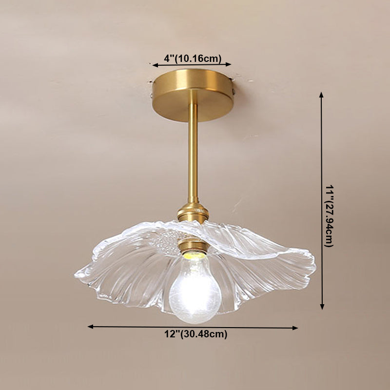 Plafonnier d'intérieur en cuivre de style colonial semi-encastré géométrique