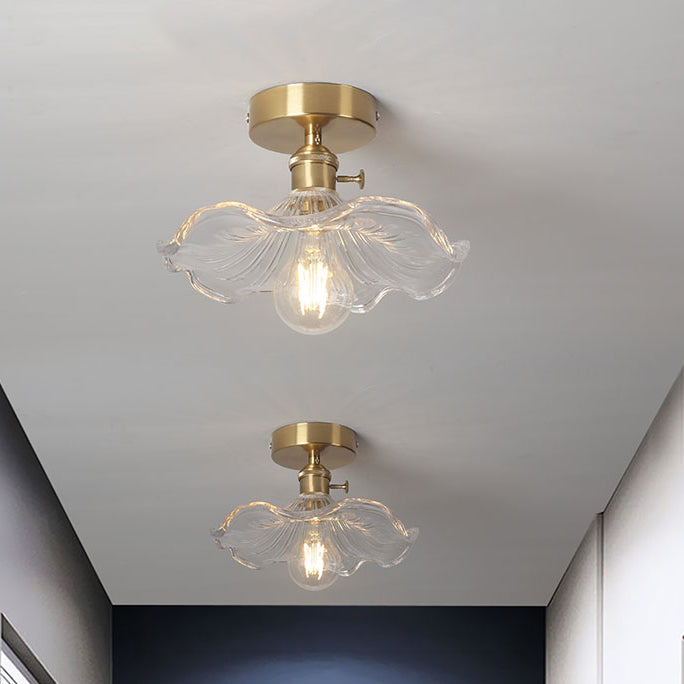 Plafonnier en forme de lotus, plafonnier en cuivre de style colonial pour couloir