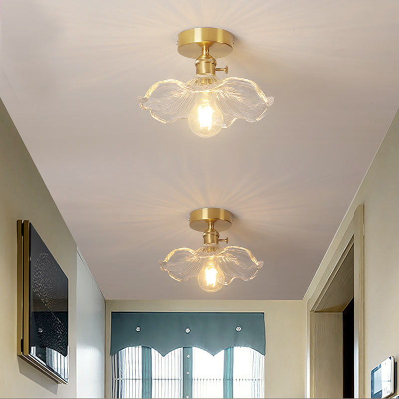 Plafonnier en forme de lotus, plafonnier en cuivre de style colonial pour couloir