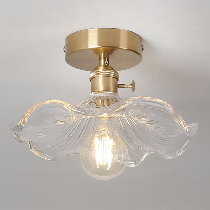 Plafonnier en forme de lotus, plafonnier en cuivre de style colonial pour couloir