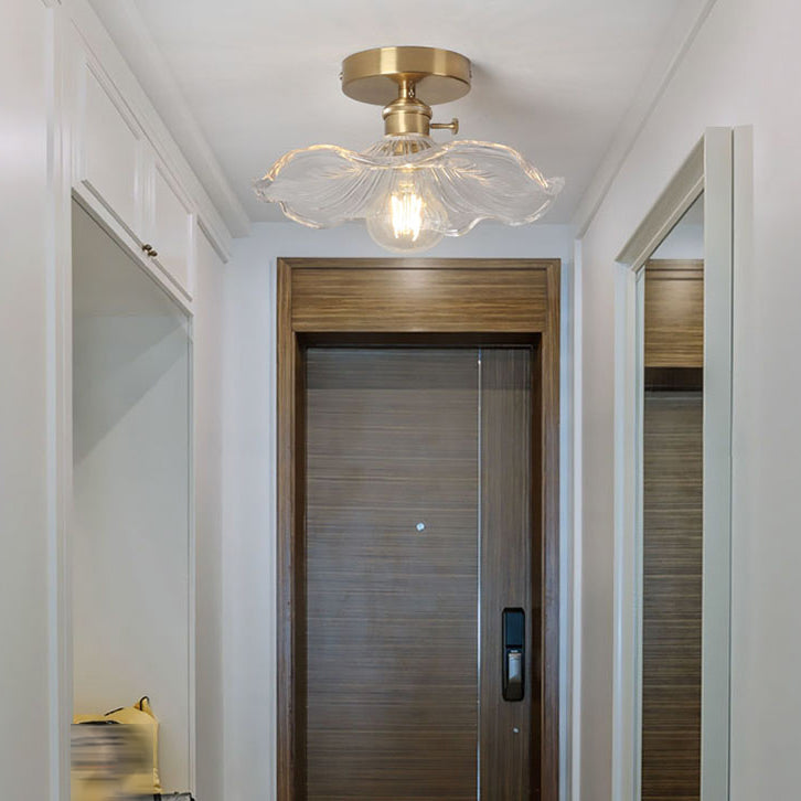 Plafonnier en forme de lotus, plafonnier en cuivre de style colonial pour couloir