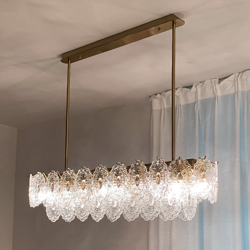 Metal Linear Island Pendant Lights Modern Style Glass Pendant Lighting for Kitchen Island