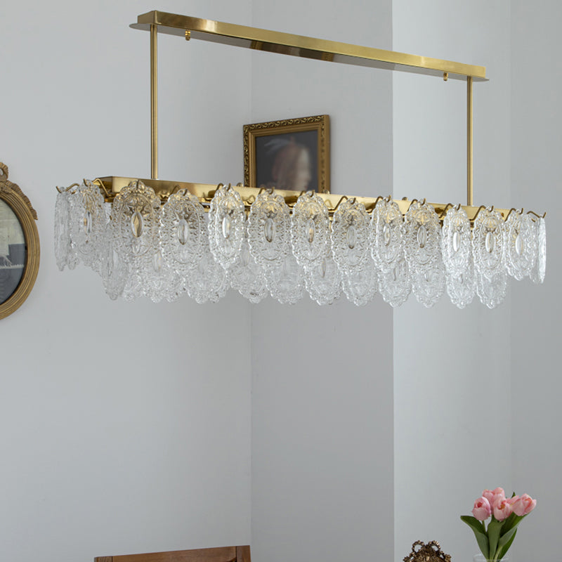 Metal Linear Island Pendant Lights Modern Style Glass Pendant Lighting for Kitchen Island