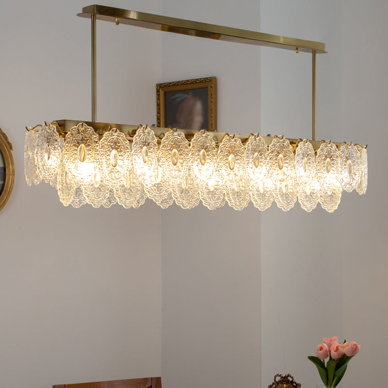 Metal Linear Island Pendant Lights Modern Style Glass Pendant Lighting for Kitchen Island